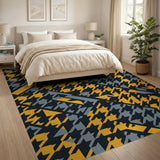 Vibrant Yellow Houndstooth Geometric Area Rug