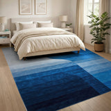 Blue Gradient Wave Geometric Area Rug