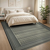 Black and White Striped Black White Geometric Striped Area Rug