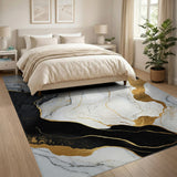 Luxury Black Gold Marble Abstract Area Rug