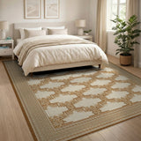 Cream Tan Lattice Geometric Area Rug