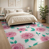 Pink Floral Vintage Blush Pink Rose Floral Area Rug
