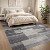 Modern Grey Geometric Block No. 2 Area Rug