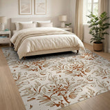Vintage Brown Floral Vine Area Rug