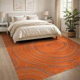 Orange Swirl Galaxy Abstract Area Rug