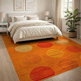 Vibrant Orange Circles Geometric Area Rug