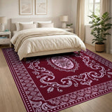Red Traditional Persian Ornate Red Persian Medallion Area Rug