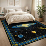 Retro Pixel Saturn Solar System Area Rug