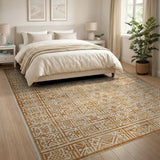 Beige Geometric Lattice Beige and Neutral Area Rug