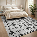 ODIKA Modern Black and White Pine Tree Plaid Washable Rug, Low Pile Non-Slip