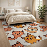 Playful Cartoon Orange Tabby Cats Area Rug