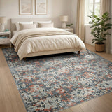 Distressed Grey Coral Floral Area Rug