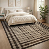 Grey Modern Grey Plaid Geometric Area Rug
