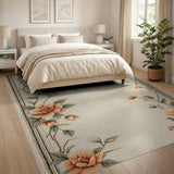 Peach Blossom Floral Beige Runner Rug