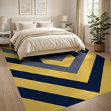Yellow Navy Grey Chevron Stripe Area Rug
