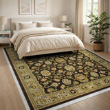 Green Floral Traditional Persian Area Rug