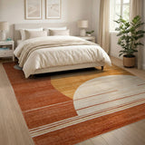 Orange Geometric Abstract Area Rug