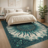 Teal Sun Mandala Persian Area Rug