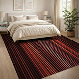 Bold Red Vertical Stripe Area Rug