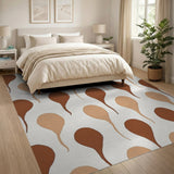 Abstract Brown Tan Teardrop Area Rug