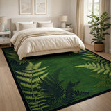 Green Lush Fern Canopy Green Area Rug