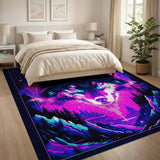 Multi-color and Patterns Neon Cosmic Wolf Galaxy Area Rug