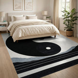 Black and White Yin Yang Harmony Black White Area Rug
