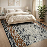 Abstract Leopard Spot Grey Area Rug