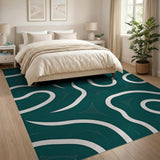 Teal Abstract Wavy Lines Area Rug