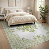 Floral Vintage Green Elegant Green Floral Medallion Area Rug