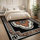 Black Terracotta Medallion Persian Area Rug