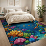 Vibrant Coral Reef Fish Ocean Area Rug