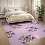 Whimsical Rose Eyes Pink Pattern Area Rug
