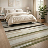 Modern Geometric Green Stripe Area Rug
