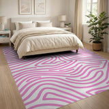 Vibrant Pink Wavy Abstract Pink Area Rug
