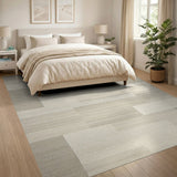 Beige and Neutral Modern Beige Geometric Block Area Rug