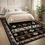 Bold Black Southwestern Tribal Area Rug
