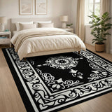 Traditional Persian Black and White Elegant Black White Persian Medallion Rug