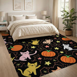 Cute Halloween Cats Pumpkins Area Rug