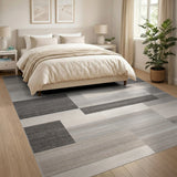 Modern Grey Geometric Grey Area Rug