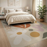 Abstract Beige Neutral Shapes Area Rug