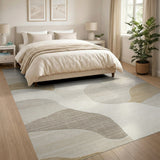 Abstract Beige Neutral Organic Shapes Area Rug