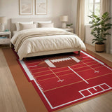 Red Football Field Area Rug