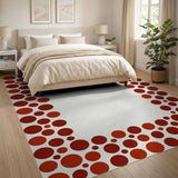 Red Polka Dot Border Area Rug
