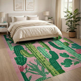 Pink Cactus Desert Southwestern Area Rug