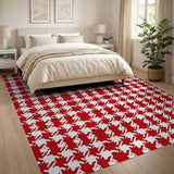 Bold Red Houndstooth Area Rug