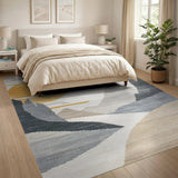 Geometric Grey Mountains Sunrise Rug
