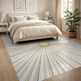 Gold and Silver Geometric Modern Golden Sunburst Geometric Area Rug