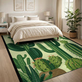 Green Vibrant Green Cactus Succulent Area Rug