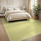 Sunny Yellow Checkered Grid Area Rug